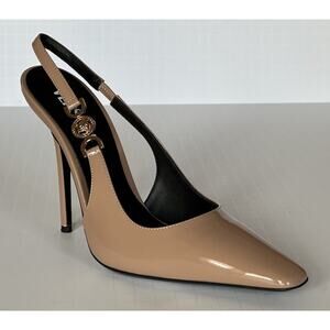 Versace Sling Back Leather Pump Shoes Blush 10 US (40 Euro) 1012127 IT NIB $850